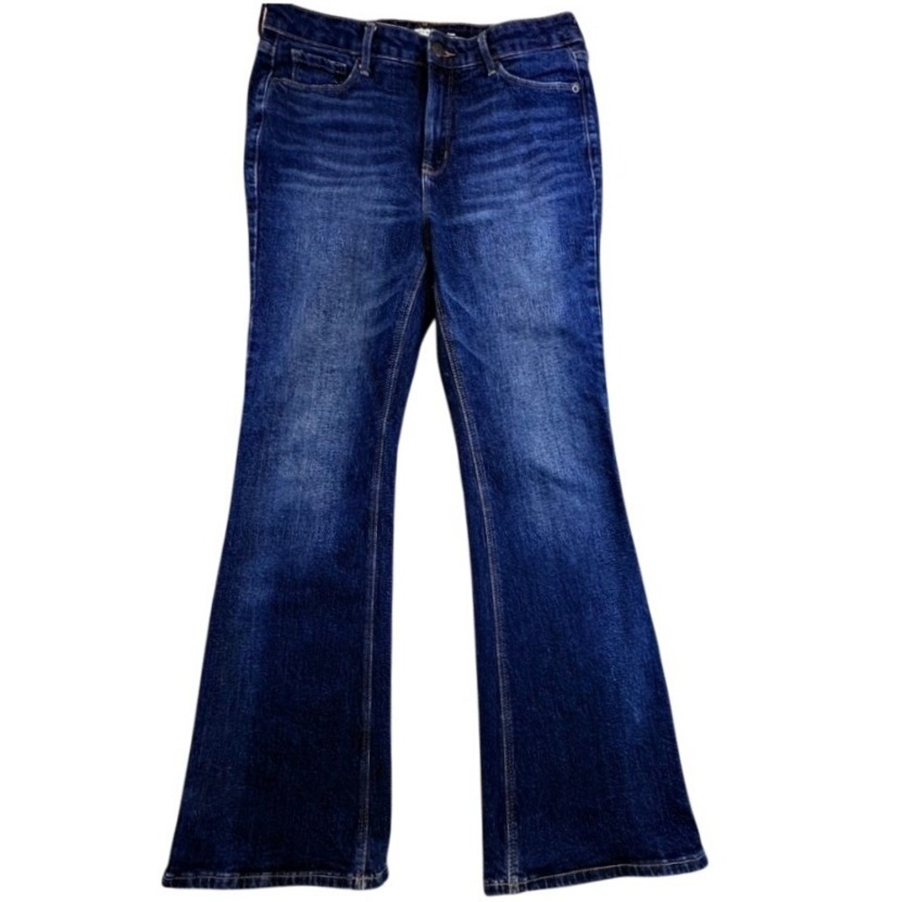 Old Navy Womens Extra High Rise Flare Jeans Dark Wash Stretch Size 12 610187-00